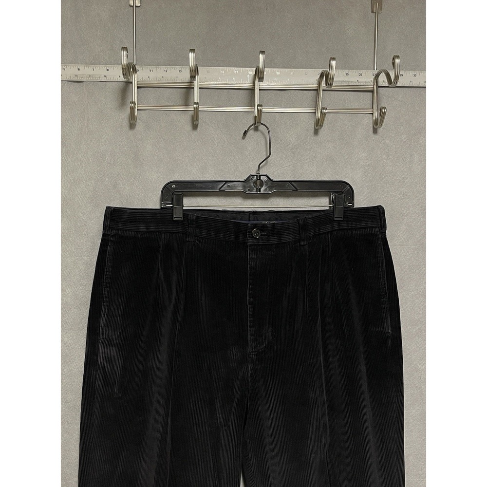 Brooks Brothers Pants Men 40x32 Black Elliot Wide Wale Corduroy Pleated Cuffed